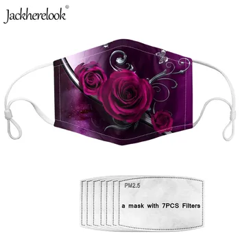 

Jackherelook Women Gothic Rose Face Mask With 7PCS Anti-Dust PM2.5 Filter Paper Prevent Bacteria Mouth Masks Mascherine Lavabili