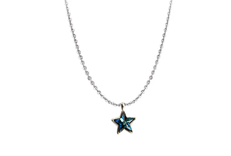 Новое кольцо с голубым кристаллом Милая пятиконечная звезда 925 стерлингового серебра ювелирные изделия темперамент кулон на цепочке для носки на ключицах ожерелья H441