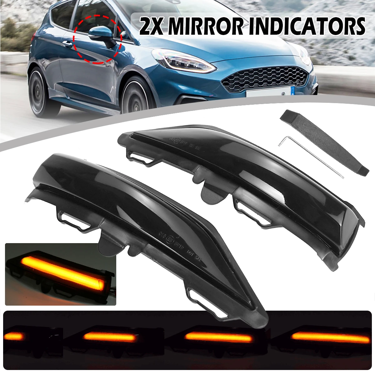 2pcs LED Side Wing Rearview Mirror 