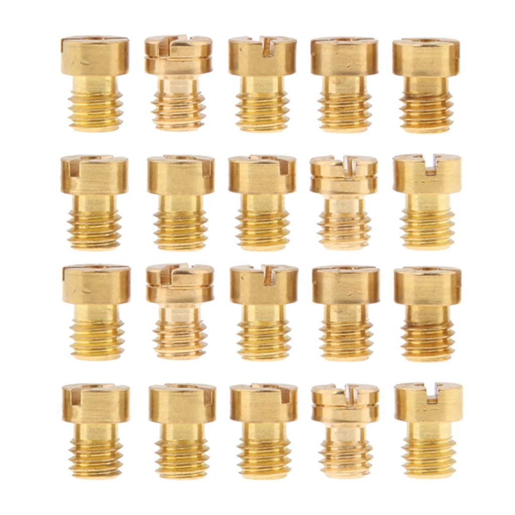 20 Pieces 5mm Motorcycle Carburetor Main Jet Set - Size 108 110 112 114 115 116 118 120 122 124 Brass