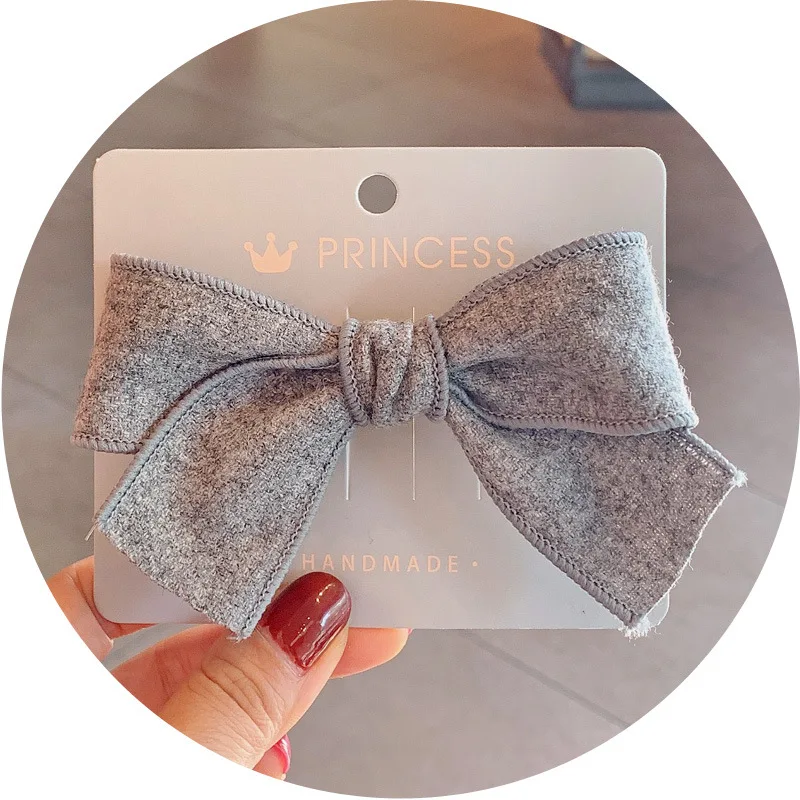 20 pcs/lot, 4.3" handtied woolen bow hair clips, children girls Fabric hair bow clips, birthday party headwear