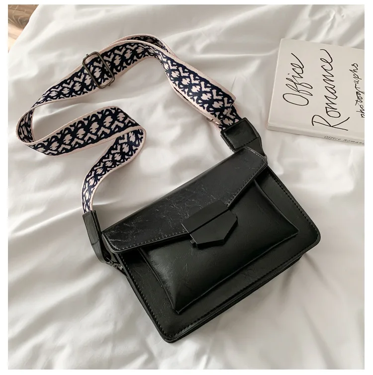 black shoulder bag Qiaoduo новые мини сумки для женщин Мода ins ультра огонь Ретро Широкий плечевой ремень сумка кошелек простой стиль сумки через плечо - Цвет: black shoulder bag