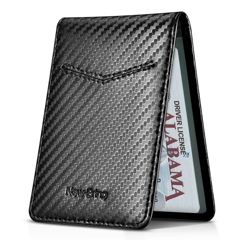 Black Carbon Fiber Карбоновое волокно-вид водительских прав тонкий кредитный держатель для карт передний карман слот для карт тонкий бумажник для карт для мужчин минималистичный кошелек для денег - Цвет: Black Carbon Fiber