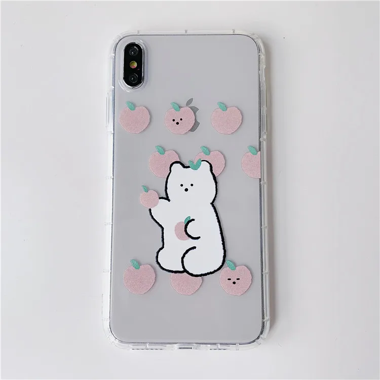 Niceking для iPhone 6, 6s, 7, 8 Plus, X, XR, XS Max, чехол с милым мультяшным медведем, Кроликом, мягкий ТПУ чехол для телефона, для iPhone 11 Pro, Max, чехол - Цвет: 3