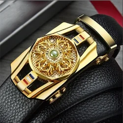 2022 New Arrival Men Brand Automatic Buckle Belt Fashion Luxury Gem Decration Leather Male Belts High Quality Man Vintage Belt