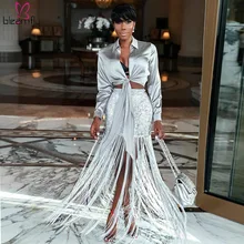 Женские сексуальные длинные юбки с кисточками, с высокой талией, бандаж с вырезами, летняя юбка, уличная, вечерние, большие размеры, белая юбка