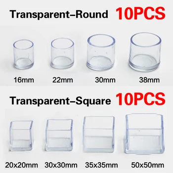 

10Pcs Chair Leg Caps Feet Pads Transparent PVC Furniture Table Covers Floor Protectors for Round Square Legs Home Decor