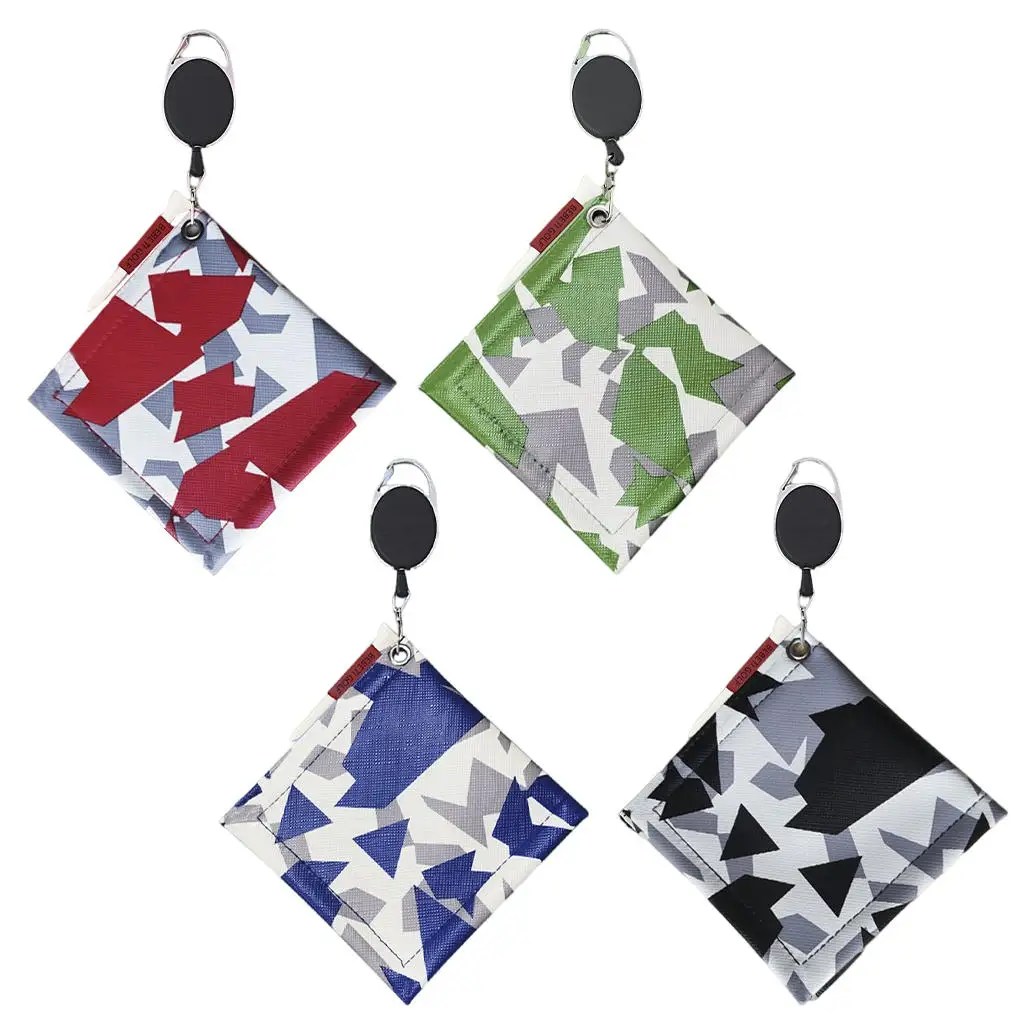 Square Golf Ball Cleaning Towel Double Sided W/ Buckle Cleaning Cloth