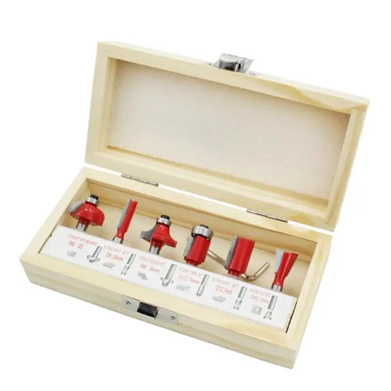 

Classic Delicate 6pcs Woodworking Cutting Tools Practical Texture Durable Wood Carving Milling Cutter Engraving Router Bits
