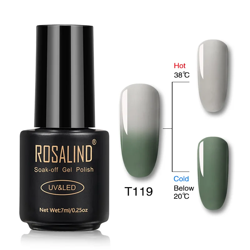 RAT119 Гель-лак для ногтей ROSALIND, меняющий температуру, Гель-лак, гибридные Лаки, 7 мл, УФ-светодиодный, впитывающий Гель-лак, Базовое покрытие для ногтей - Цвет: RAT119