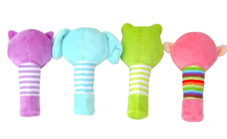 Милые Мультяшные полосы маленькие животные погремушка shou yao bang щенок лягушка обезьяна BB стержень детские игрушки