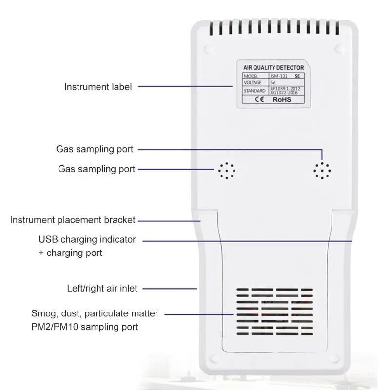 Цифровой ЖК-детектор формальдегида HCHO/TVOC/CO2/PM2.5/PM10 тестер AQI монитор качества воздуха анализатор газа