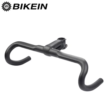 

BIKEIN Lite Full 3k Carbon Road Bike Integrated Handlebar Cycling Bicycle Bent Bar With 28.6mm Stem Matte Black Ultralight 285g