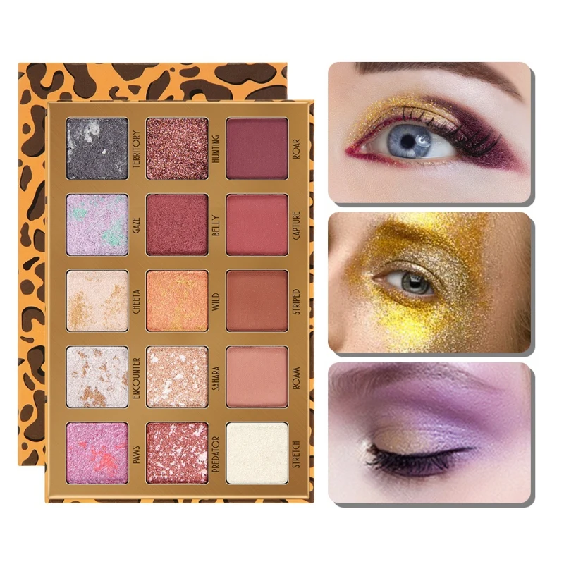

15-color Leopard Eye Shadow Palette Waterproof Smudge-proof Colorfast Shimmer Matte Eye Shadow