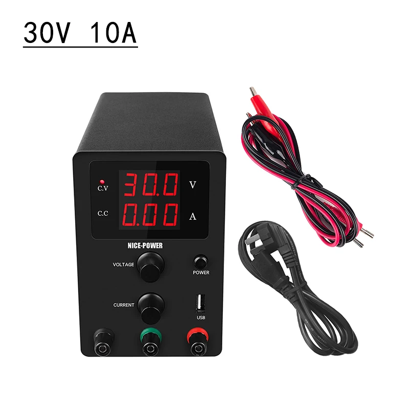 30V 10A 30 в 10A ЖК-экран лабораторный импульсный USB источник питания Регулируемый DC лабораторный источник питания Регулятор защиты глаз 0.001A - Цвет: 30V 10A
