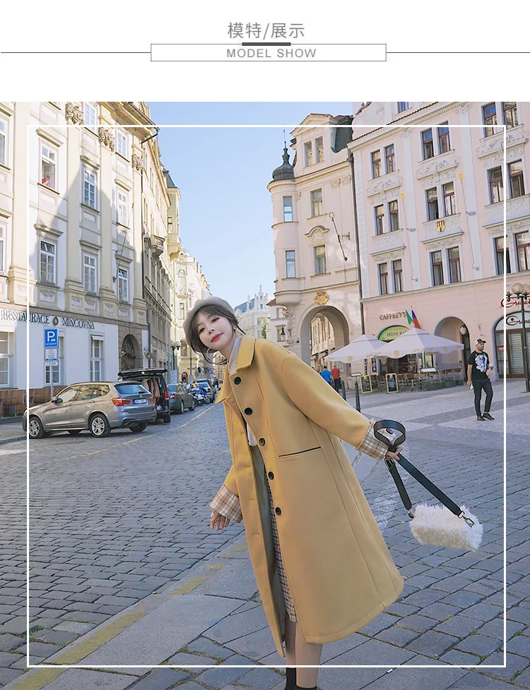 Шерстяная куртка с манжетами для фотосессии, Зимний стиль, женское платье, Ретро стиль, стиль лень, Дафлкот