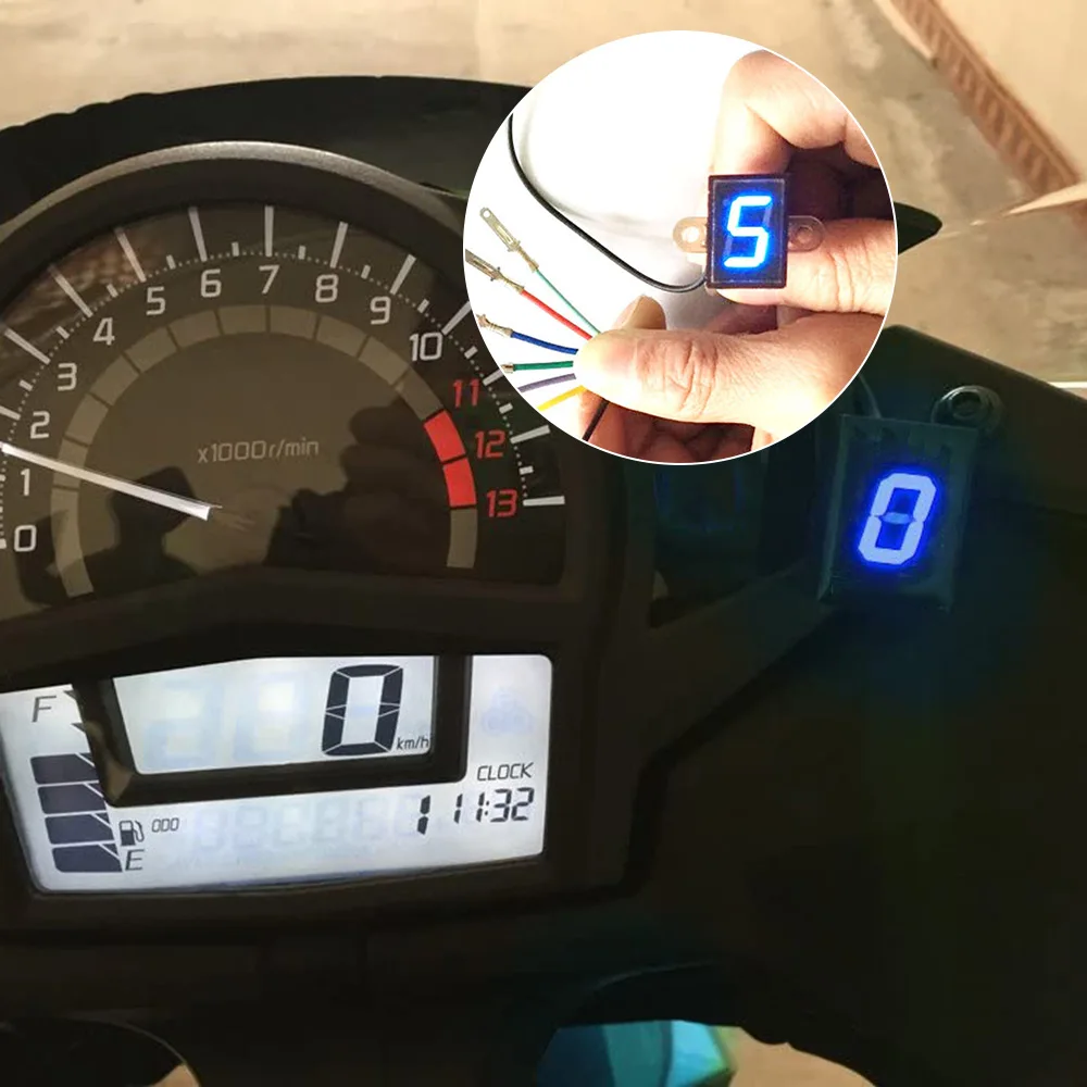 Motorcycle Display Indicator 0-5 Speed Gear Digital Waterproof Direct Mount With Blue And Red Lights Accessories High Quality | Автомобили