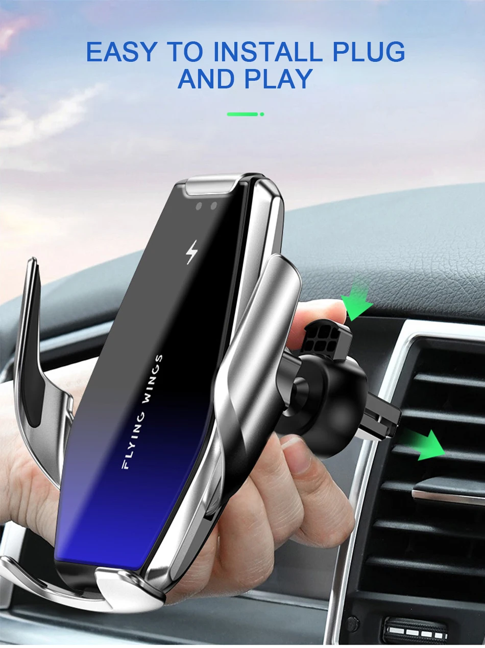 Wireless Charging Car Phone Holder S7 Automatic Clamping Phone Charger Bracket Fast Charging For IPhone Xiaomi Huawei Other