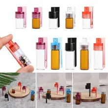 

1 Pc Random Color Glass Pill Case With Spoon Flip Portable Storage Container Pill Box Household Refillable Bottle Glass Vial