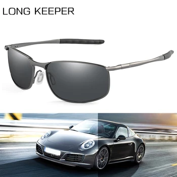 

LongKeeper Polarized Sunglasses Men Brand Designer Metal Square Sun Glasses Male Outdoor Driving Anti-UV Oculos De Sol Masculino