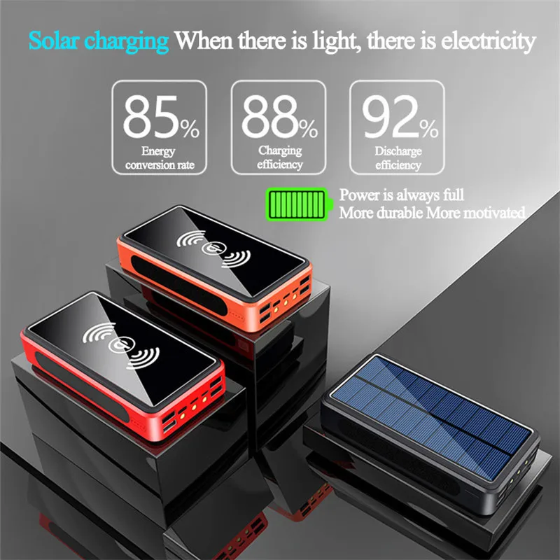 best battery pack Wireless Solar Power Bank Portable Charger Outdoor Power Bank 80000mAh External Battery Poverbank for Xiaomi Mi Samsung iPhone usb power bank