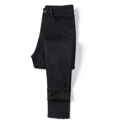black Velvet 1818 Женские джинсы с высокой талией размера плюс, обтягивающие серые, черные, синие джинсы для мам, джинсовые узкие Брюки 6XL - Цвет: black Velvet 1818
