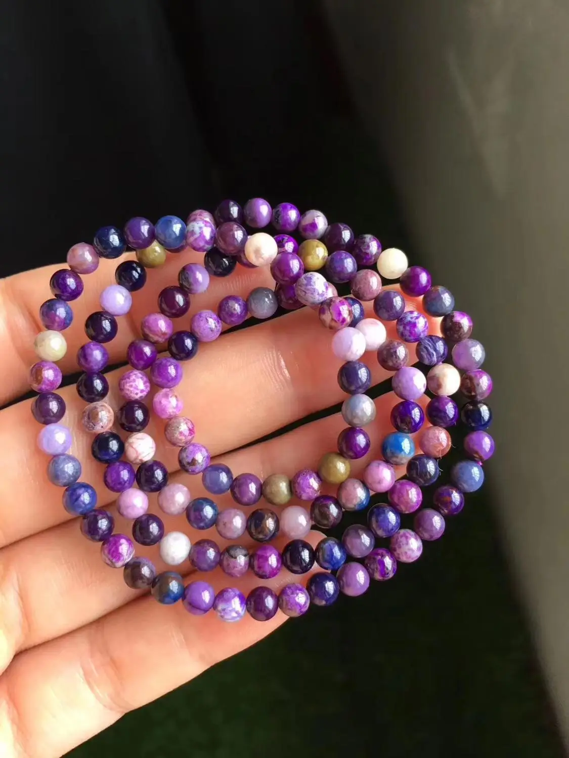 

4.6mm Genuine Natural Purple Sugilite Bracelet For Women Female Beads Healing Crystal Stretch Anticancer Stone Jewelry AAAAA