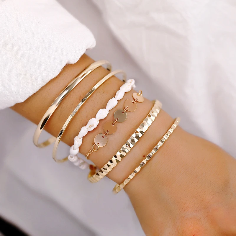 

Modyle 2019 Fashion Women's Bracelet Set 6Pcs/Lot High Quality Charm Beads Bracelet Jewelry For Ladies