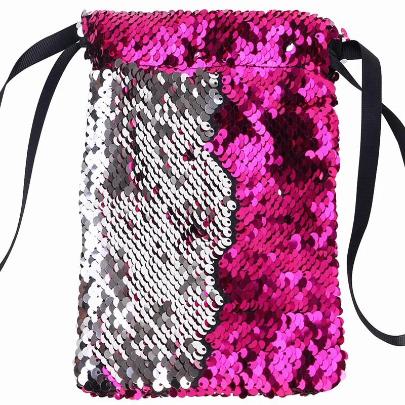 Hot Pink Кошелек с блестками для девочек, держатель для карточки-ключа, органайзер для мелочи, милый горошек, сумочка для денег, портативные маленькие кошельки, сумка, чехол - Цвет: Hot Pink