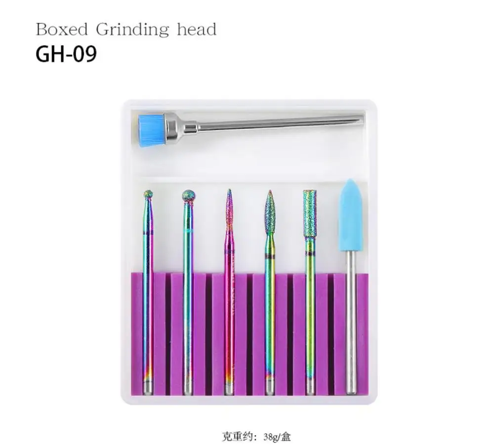 New Type of Manicure Ceramic Tungsten Steel Alloy Grinding Head 7PCS Set Special Polishing Tool for Grinder Nail Glass File - Цвет: 9