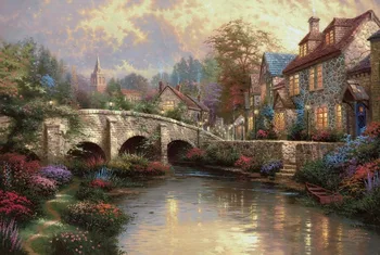 

Thomas Kinkade Posters Prints Cobblestone Brooke Crafts Bedroom Wall Pictures Paintings Art Giclee Canvas Free Shipping