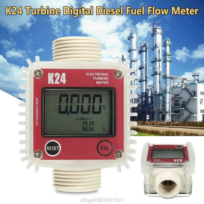 K24 Digital Lcd Turbine Fuel Flow Tester Flow Meter For Chemicals Water