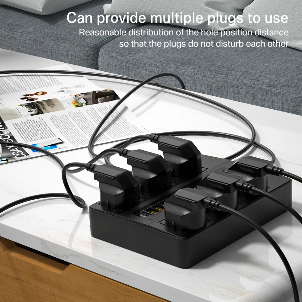 Tomadas de Tira de Energia Tomada de Energia da ue Soquetes para Casa 3.0 + 3000w Universal Portas Carregador Rápido 20w pd qc ac Eua Reino Unido Plug 6 Usb - Image 6