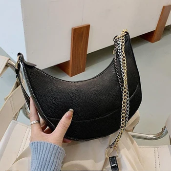 

Women PU Leather Handbags Casual Crossbody Bags Horn Shape Design Shoulder Messenger Bags 2020 New Fashion Famous Chain Purse
