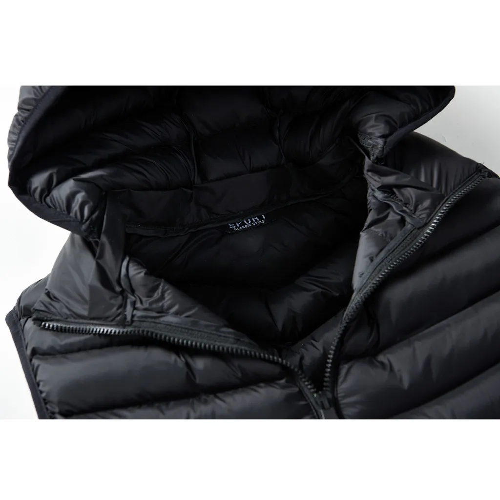 JAYCOSIN Men's Vests Jackets Fashion plus size casual hooded zipper jacket vest autumn male Polyester sleeveless coats pockts