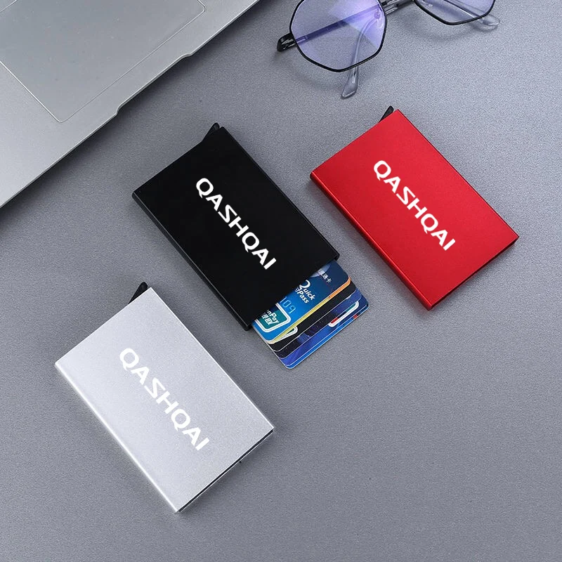 Automatic Metal Anti-theft Smart Wallet ID Card Credit Card Holder NISSAN QASHQAI J10 J11 Accessories
