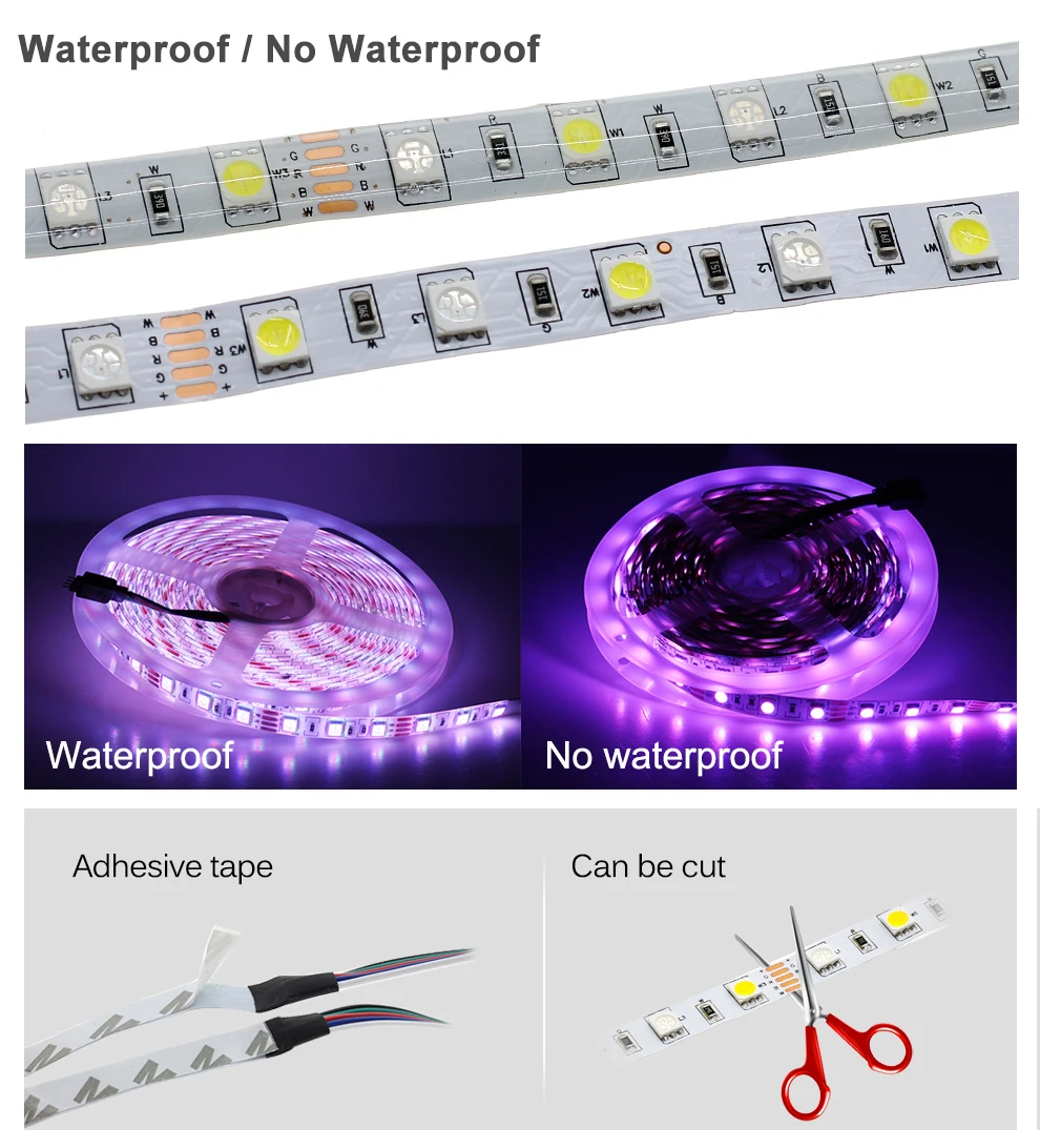 5 м wifi/Bluetooth RGB RGBW Светодиодная лента 5050 DC12V умная RGB лента Диодная неоновая лента+ wifi/Bluetooth контроллер+ адаптер
