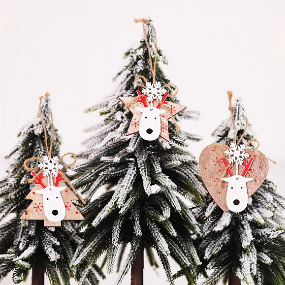 

6pcs Wooden Christmas Pendants Decorations Wooden Crafts Elk Christmas Tree Ball Hanging Pendants Tfor Xmas Tree Decoration Oc15