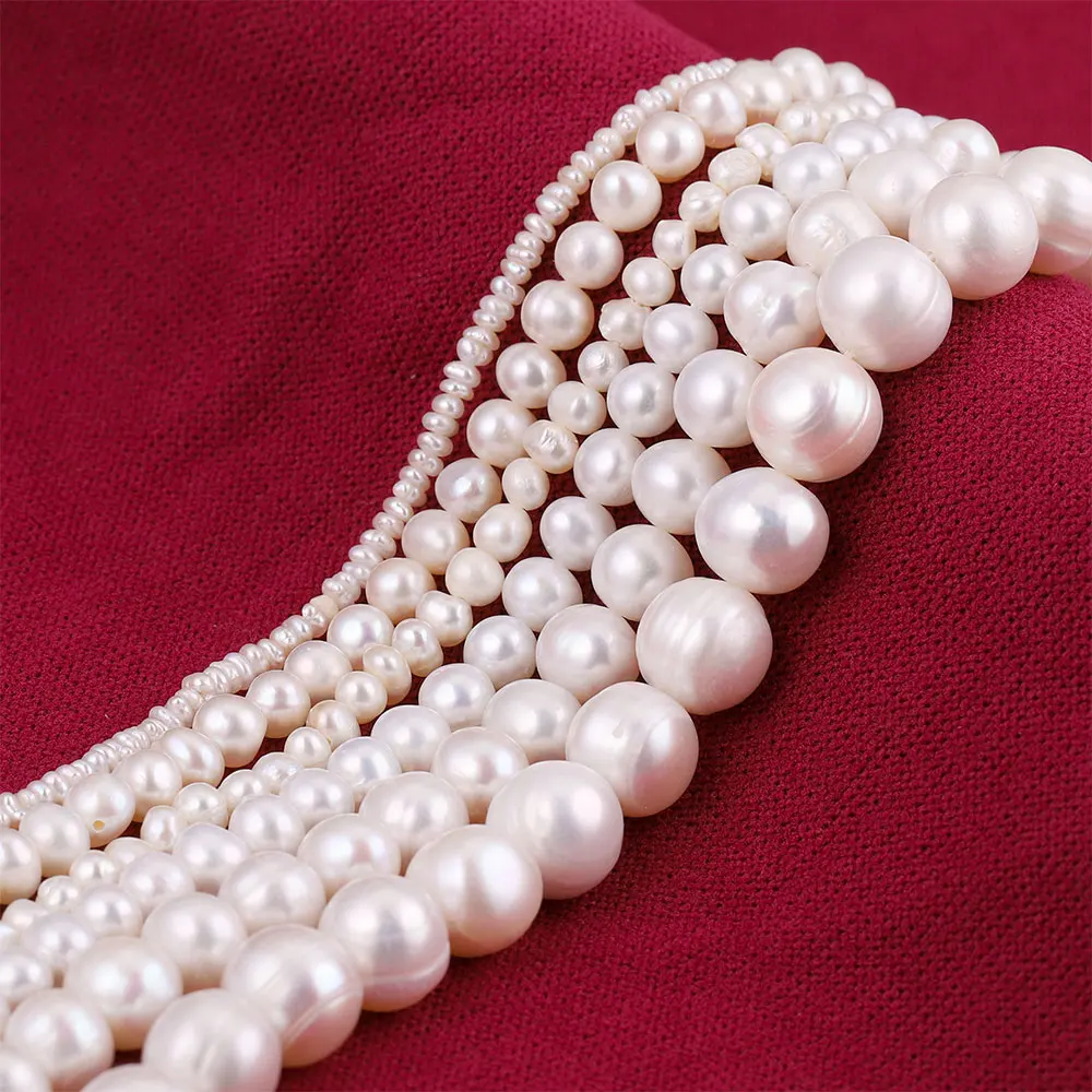 

Natural Freshwater Cultured White Pearls Vertical Bead Baroque Loose Perles for DIY Craft Bracelet Necklace Jewelry Making