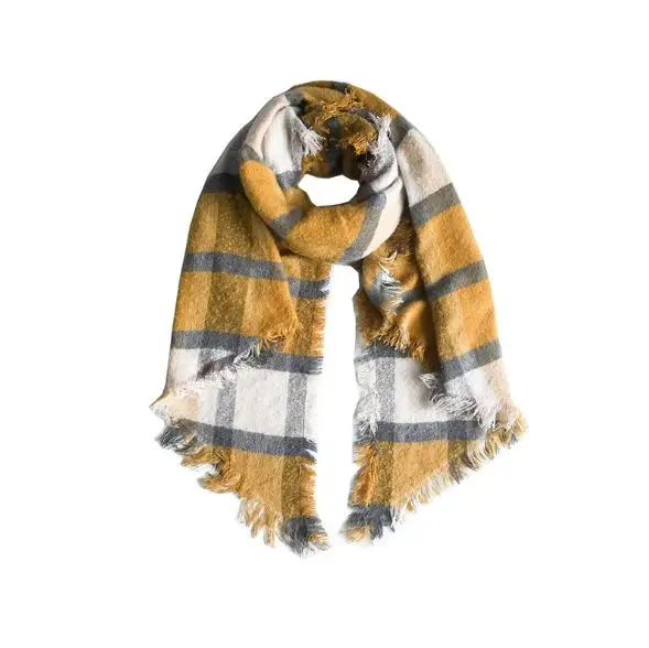Теплый женский шарф, осенне-зимний шарф, пончо, контрастный цвет,, платок для женщин, роскошный женский плотный клетчатый шарф, шаль, sjaal - Цвет: 190X68cmYellow