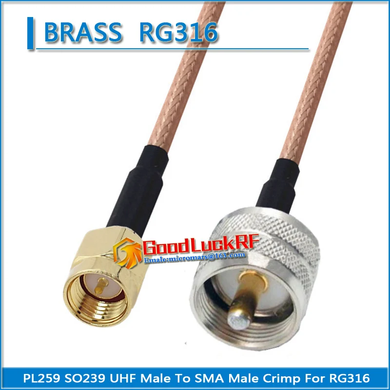 Перемычка PL259 SO239 PL-259 SO-239 UHF папа-SMA папа коаксиальный тип соединитель RG316 кабель с