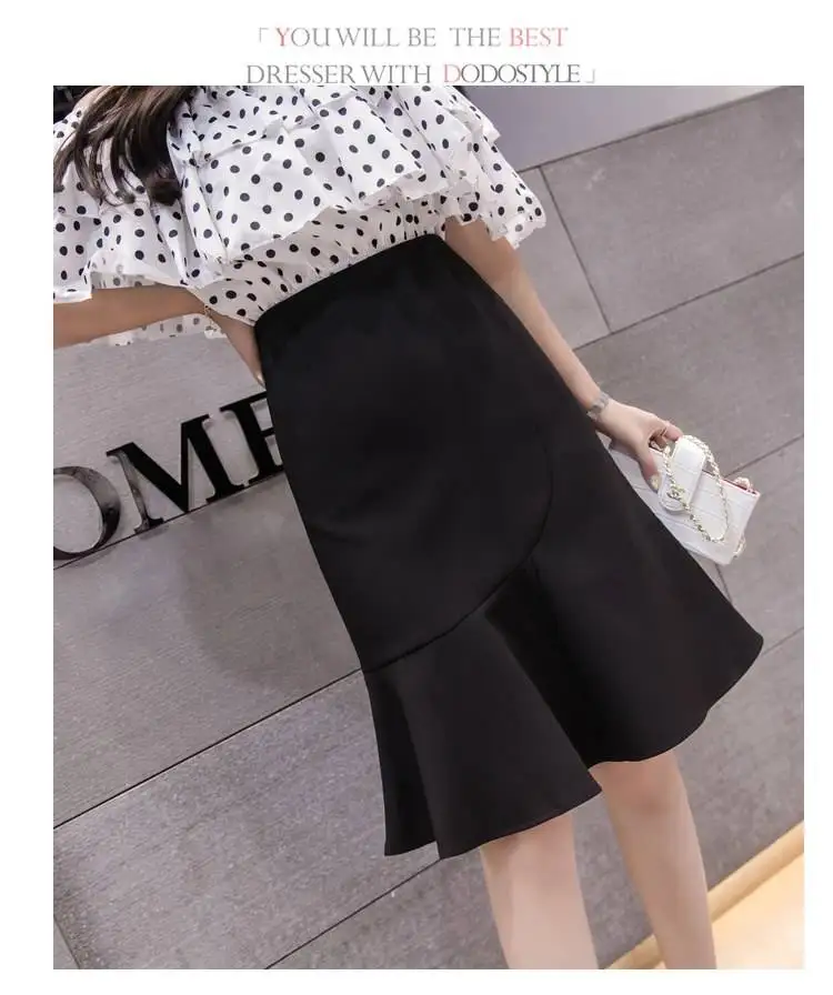 Heydress Осенняя женская новая юбка русалки Корейская элегантная тонкая юбка с высокой талией Офисная Женская юбка до колена с оборками