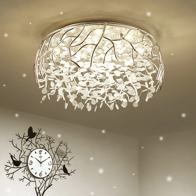 Светодиодный современный потолочный светильник в виде листьев с кристаллами, скандинавские украшения для дома, спальни, гостиной, подвесной светильник