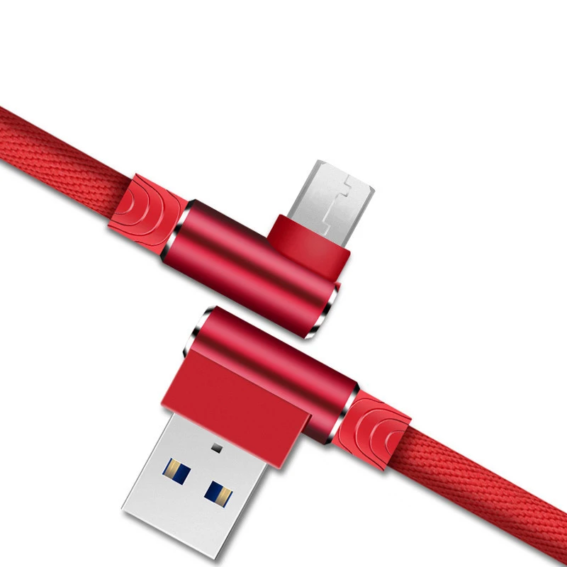 1M 2M 3M USB кабель с углом 90 градусов зарядного устройства нейлоновый плетеный