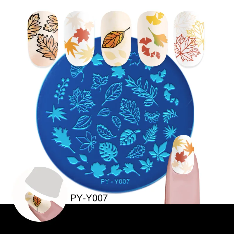 PICT YOU Round Nail Stamping Plates Flower Patterns Natural Plants