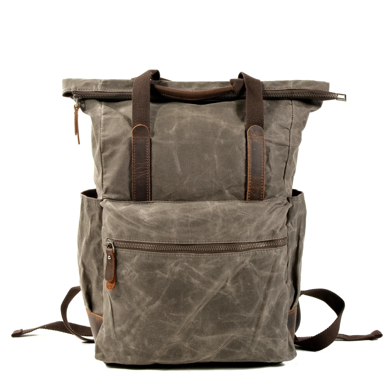 

Muchuan Men's Backpack Waterproof Oil Wax Canvas Bag Leisure Bag Outdoor Large-Volume Shoulder Backpack Retro School Bag