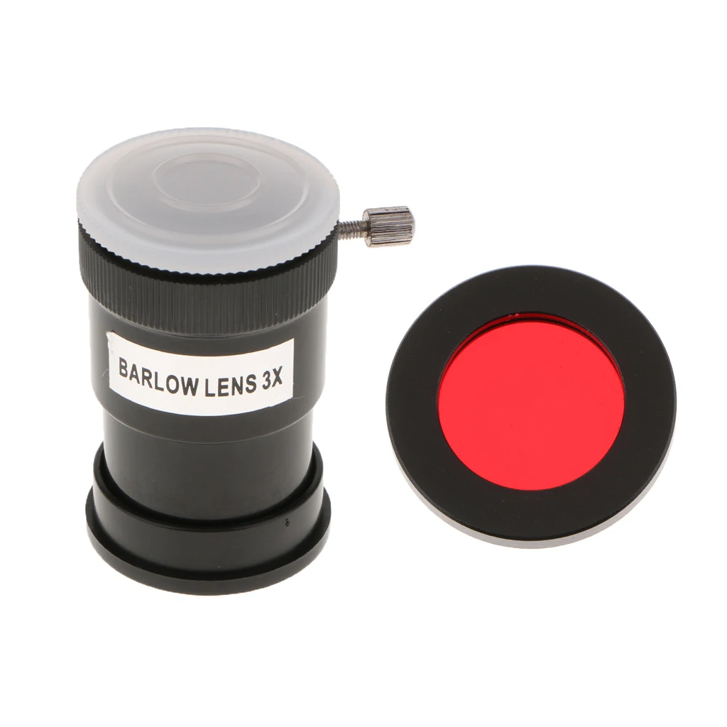 1.25 inch 3X Barlow Lens Multi-coated Broadband Film M42 Thread & Telescope Eyepiece Color Filter (Red) for Astronomy Accessory