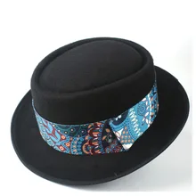 Мужская женская шляпа из свинины с синей лентой для папы шерстяная фетровая шляпа-чародей плоская фетровая шляпа в стиле джаз шляпа для танцевальной вечеринки