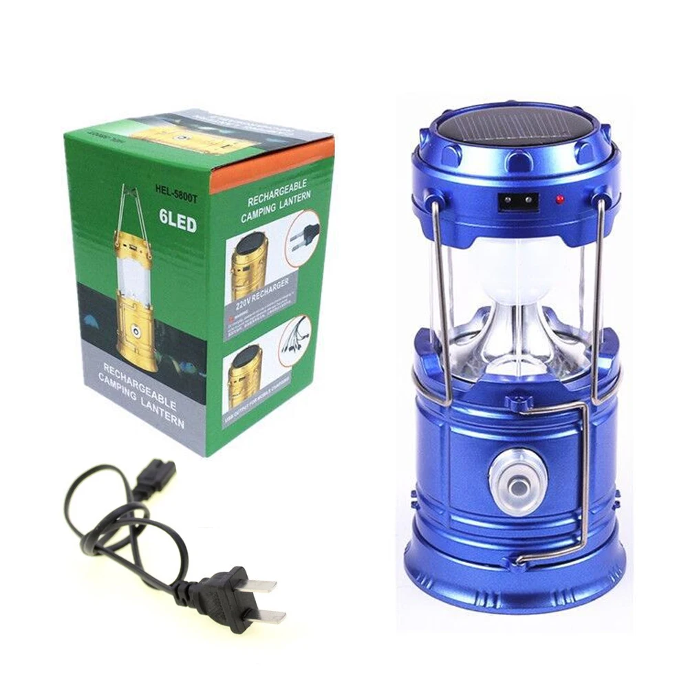 Портативный Перезаряжаемый светильник-вспышка на солнечной батарее для кемпинга, походов, аварийный светильник, складной наружный светильник-вспышка, лампа для кемпинга, палатки - Мощность в ваттах: Blue