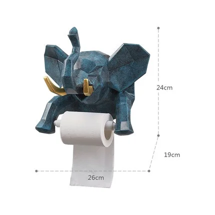 Милая статуэтка слона голова животного статуя настенный держатель ткани на стену для ванны домашний декор бумажные салфетки в рулонах держатель коробки R3154 - Цвет: Синий